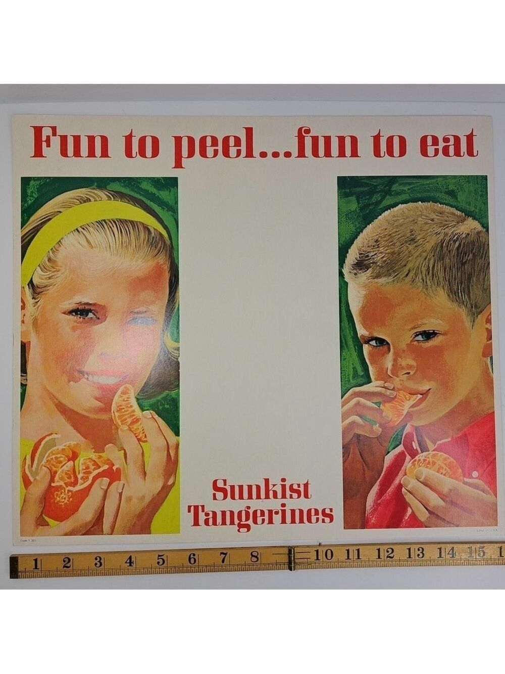 Sunkist Growers Vintage Advertising Tangerines Sign Litho Made In USA